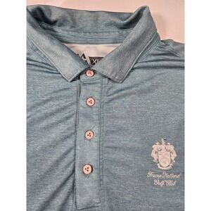 Matte Grey Trump National Golf Club Polo Shirt Mens XL Teal Blue Short Sleeve